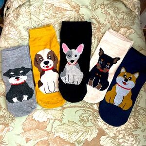 NEW 5 PAIRS of Cute DOGs Ankle Socks